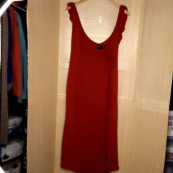 Asos Rusty Red Gauzy Sleeveless Wrap Maxi Dress 12 - Picture 1 of 7